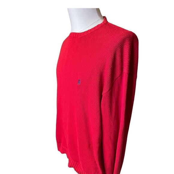 POLO RALPH LAUREN Men’s XXL 100% Cotton Heavy Knit Red Sweater - Picture 5 of 6